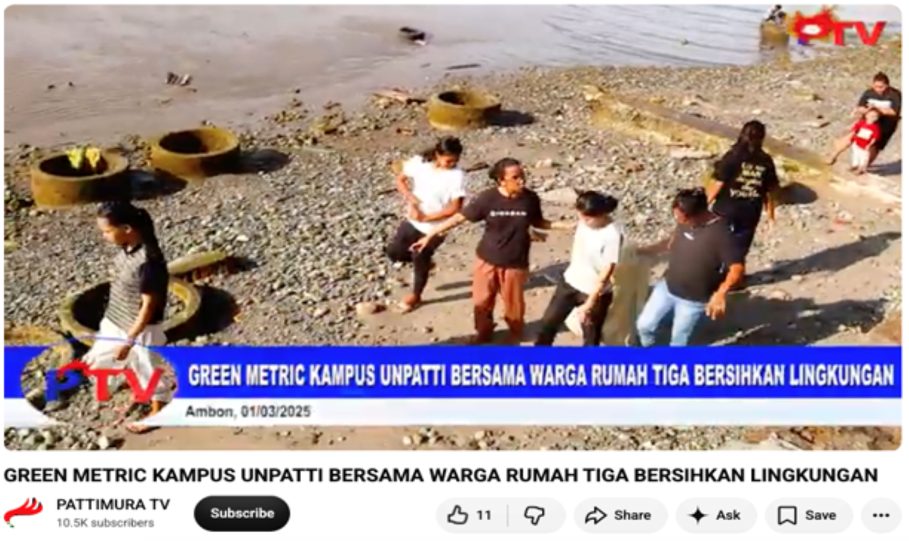 GreenMetric Kampus UNPATTI Bersama Warga Rumah Tiga Bersihkan Lingkungan dalam Rangka Memperingati Hari Sampah Sedunia